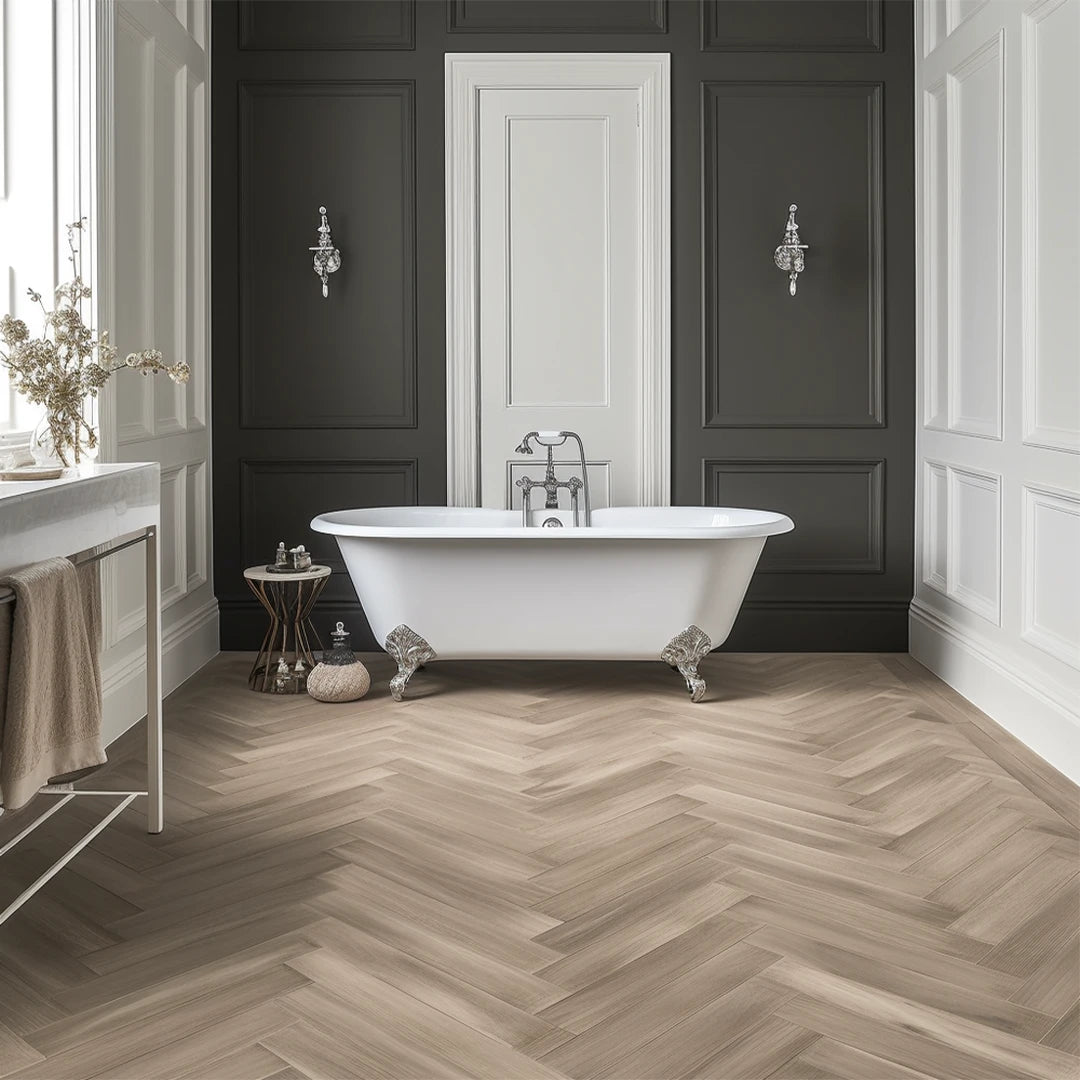 Luxtone Vinyl Flooring Herringbone Latte Oak