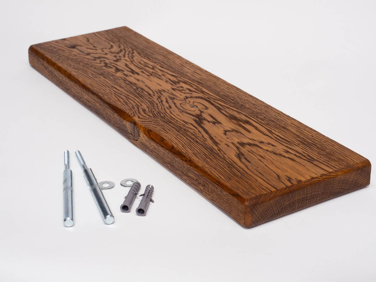 Air Dried Oak Floating Shelf - Walnut Finish