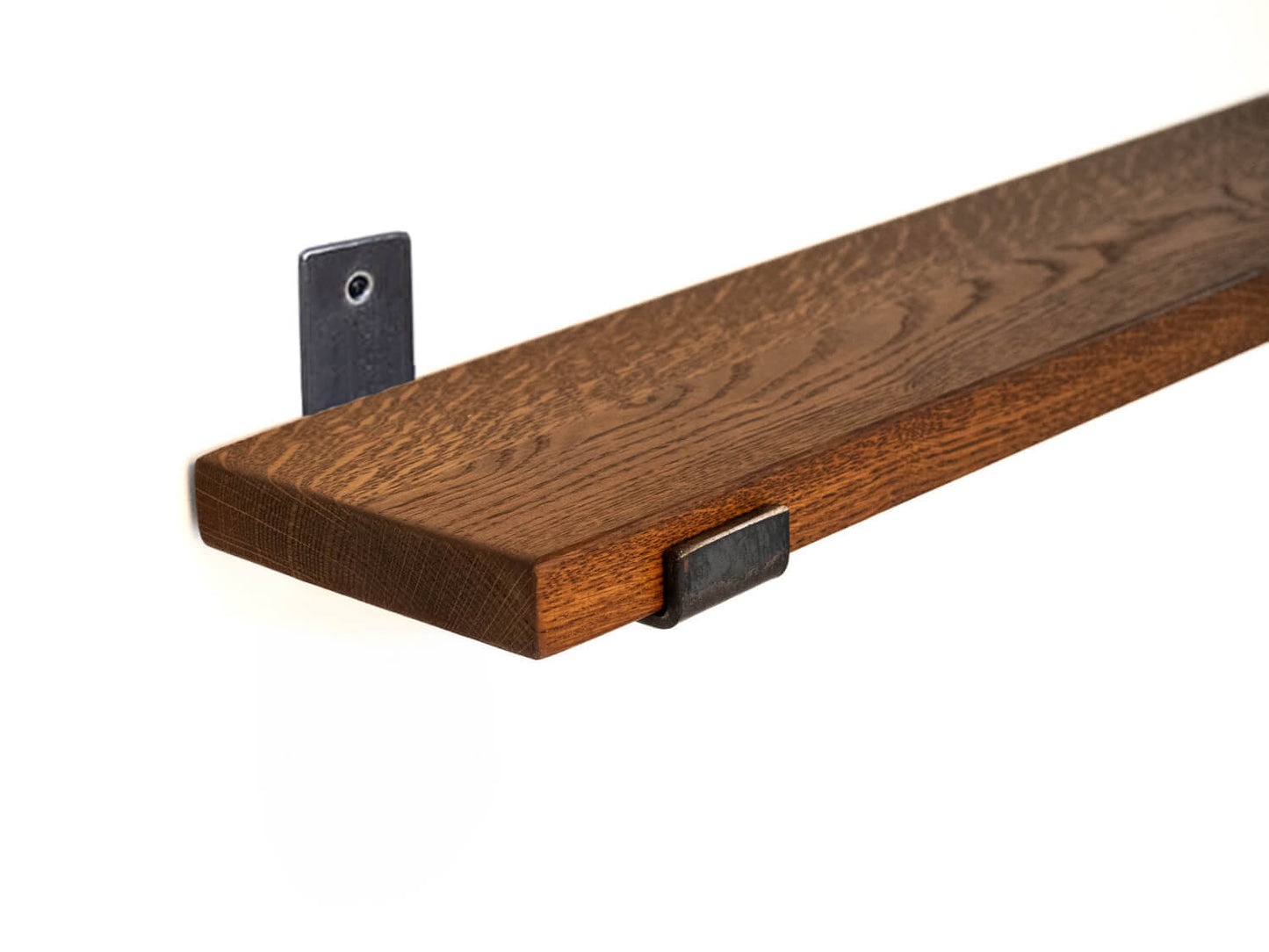 Solid Oak Shelf with Inverted Steel Brackets 15cm Deep
