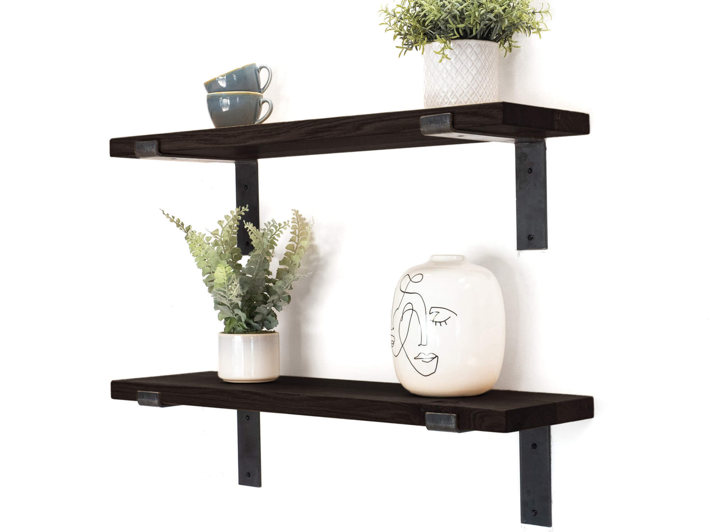 Black Oak Shelf with Lipped Brackets