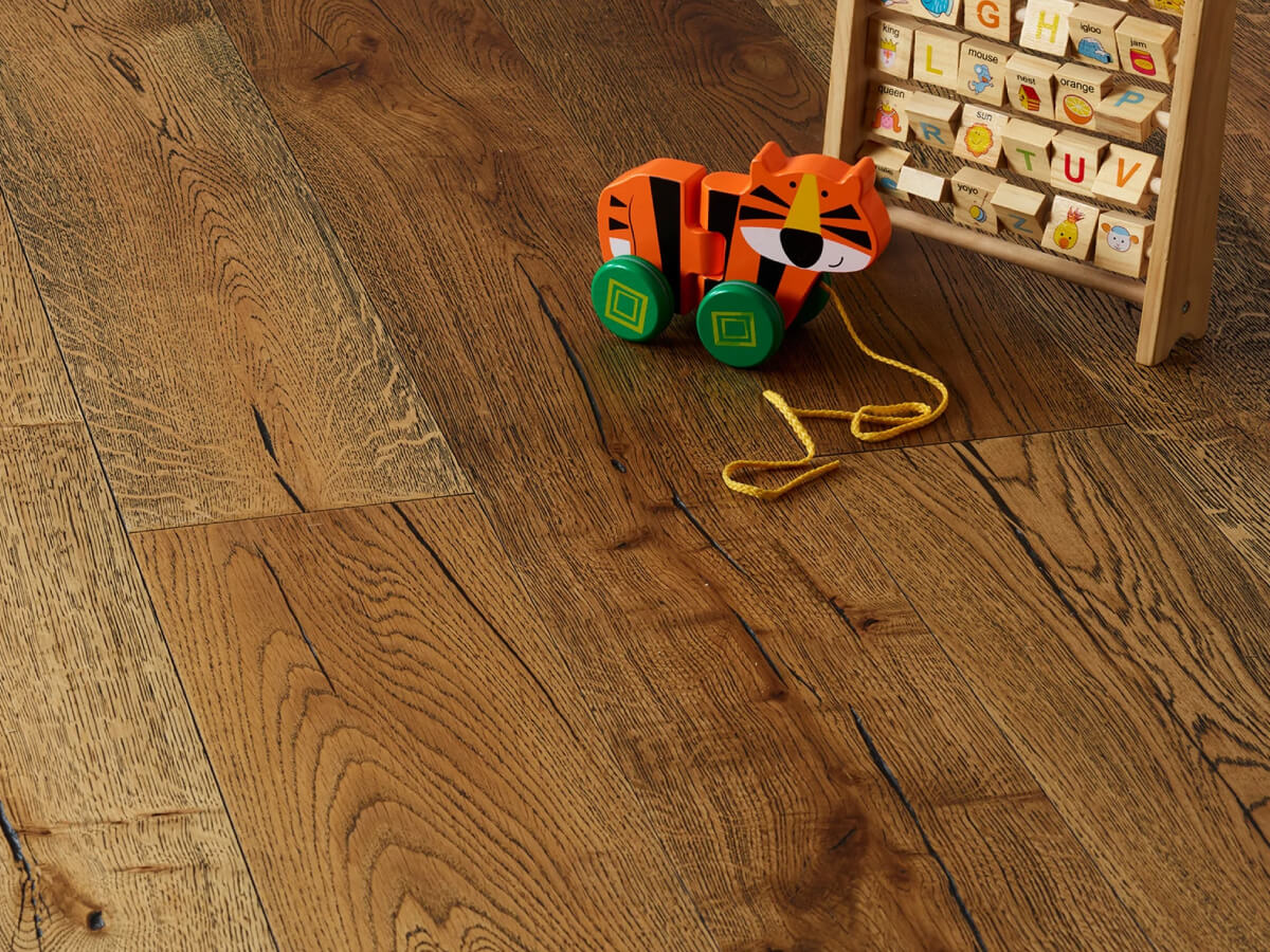 Loch Tummel Smoked, Black Grain, Sunken Filler, Oiled Multi-ply Oak Flooring