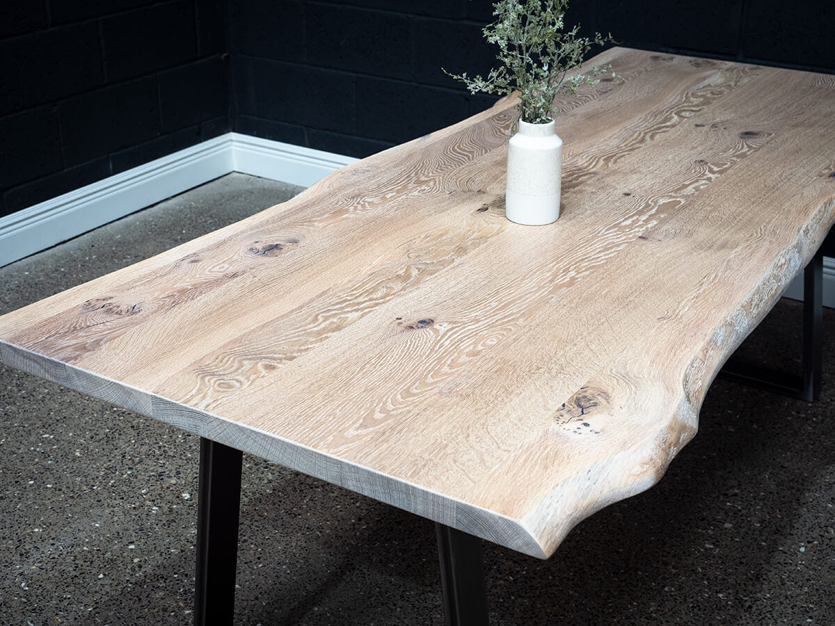 Live Edge English Oak Table - Rubio Monocoat Super White finish