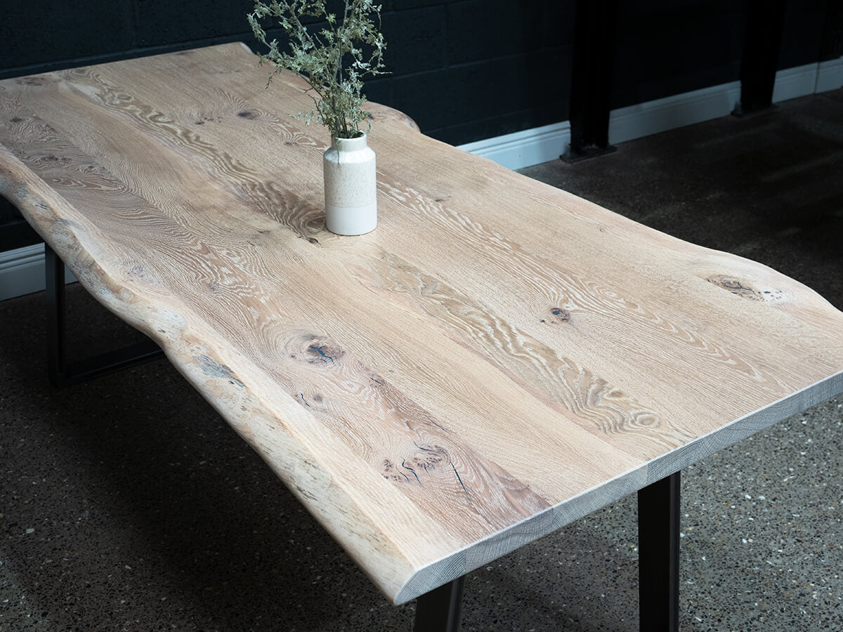Live Edge English Oak Table - Rubio Monocoat Super White finish