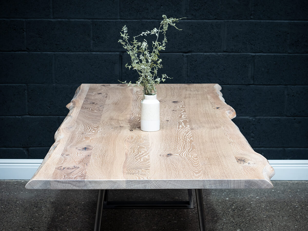 Live Edge English Oak Table - Rubio Monocoat Super White finish