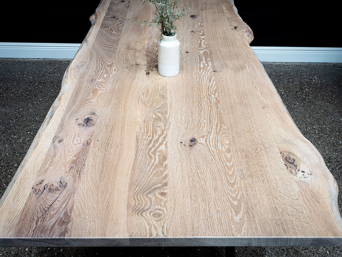 Live Edge English Oak Table - Rubio Monocoat Super White Finish