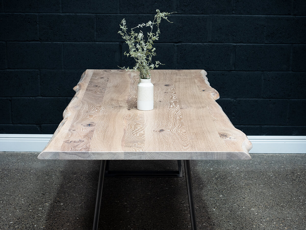 Live Edge English Oak Table - Rubio Monocoat Super White finish