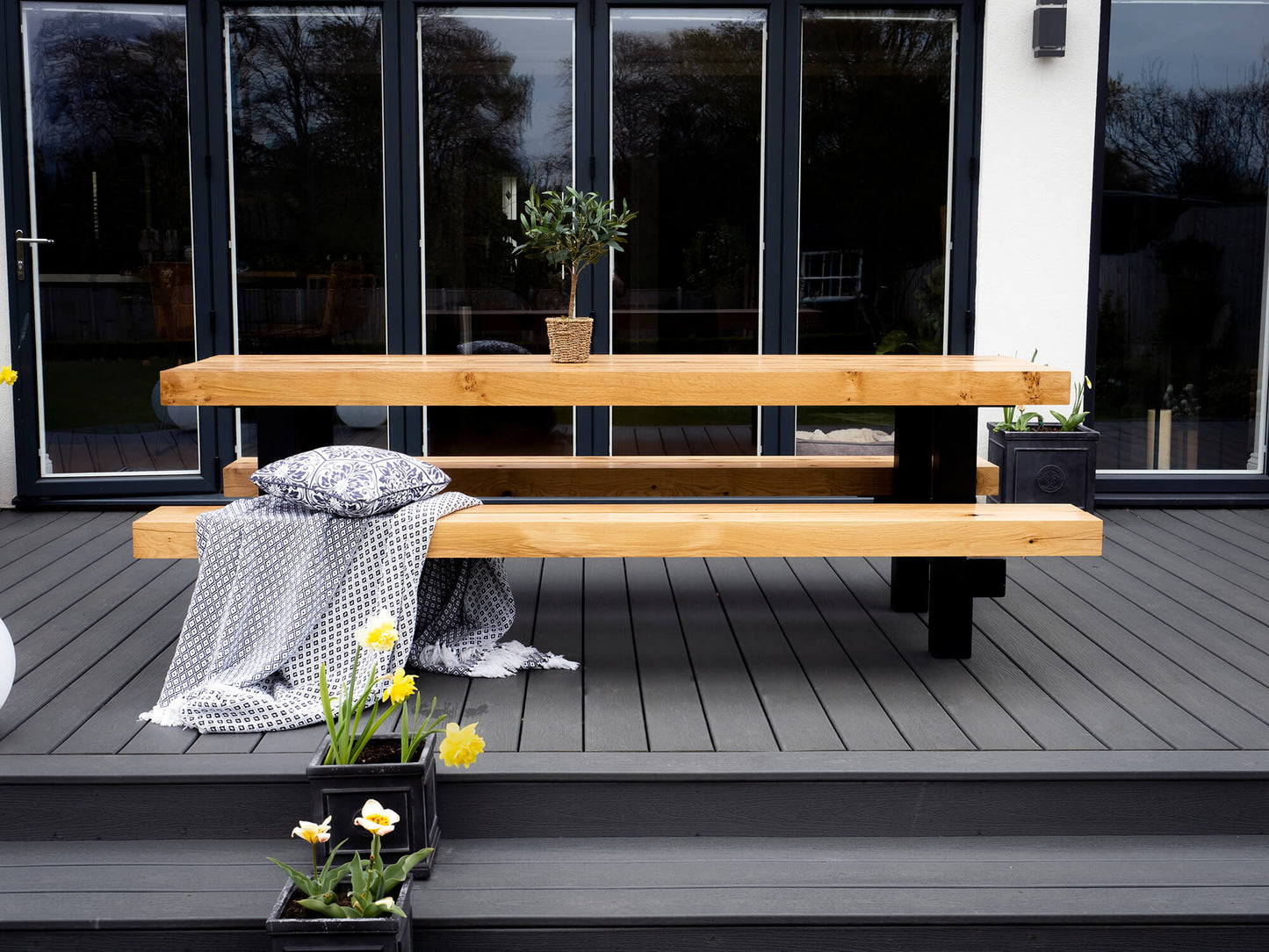 Oak Beam Table - Outdoor Garden Table - Oiled