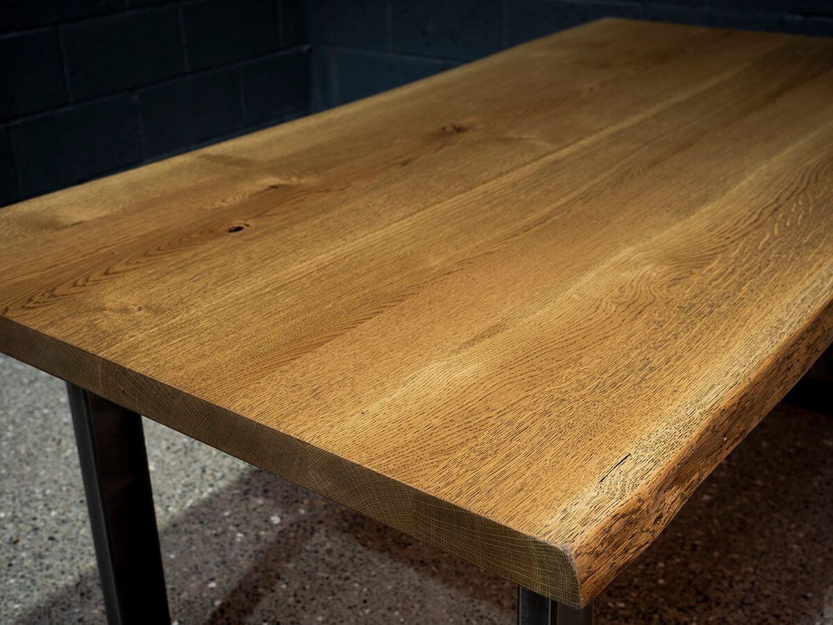 Live Edge European Oak Table - Gun Smoke Rubio Monocoat Finish
