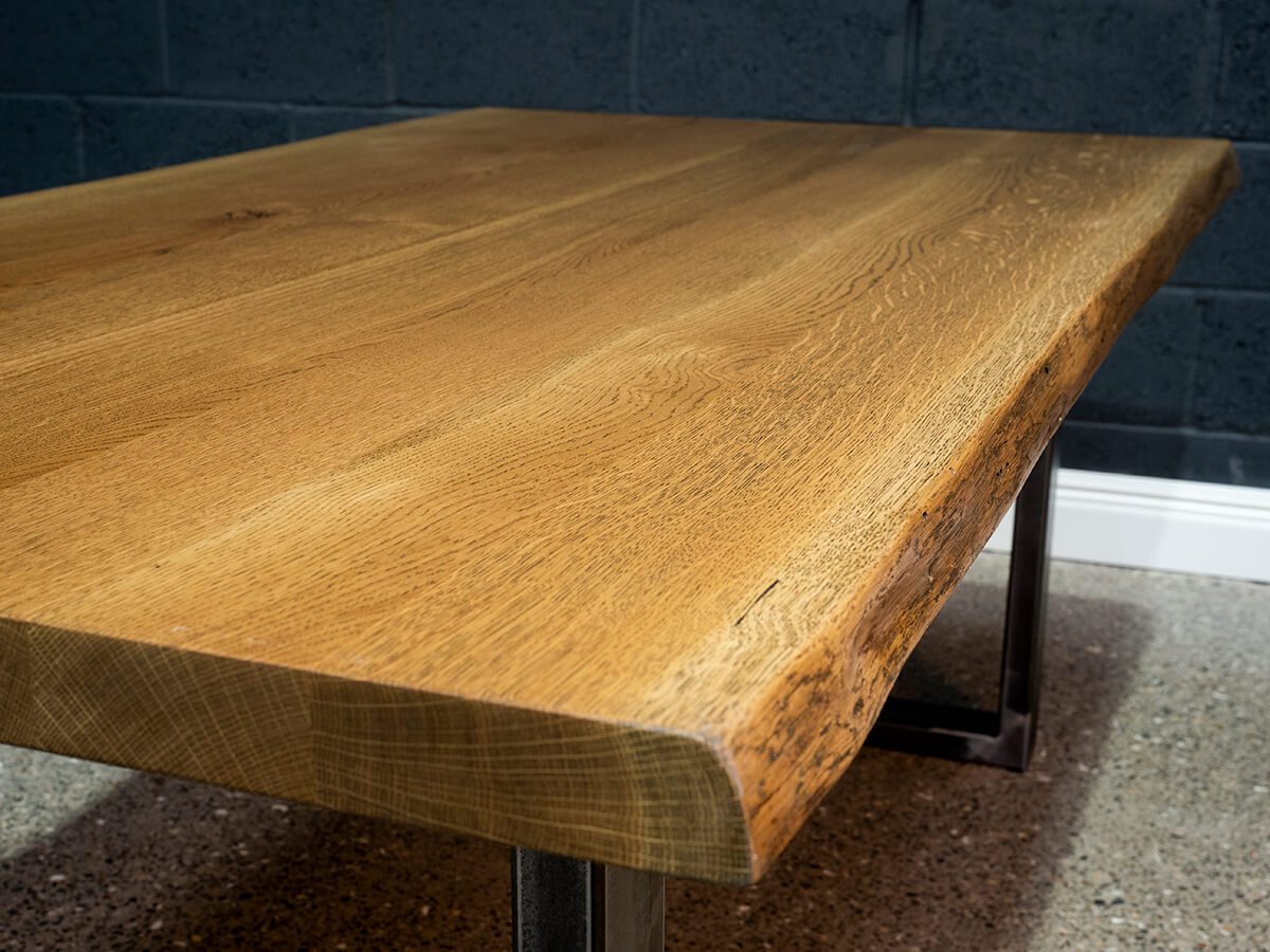 Live Edge European Oak Table - Gun Smoke Rubio Monocoat Finish