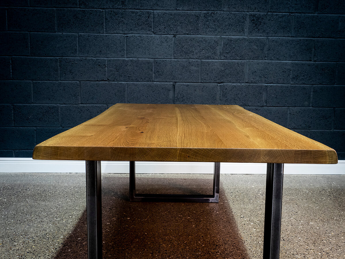 Live Edge European Oak Table - Gun Smoke Rubio Monocoat Finish