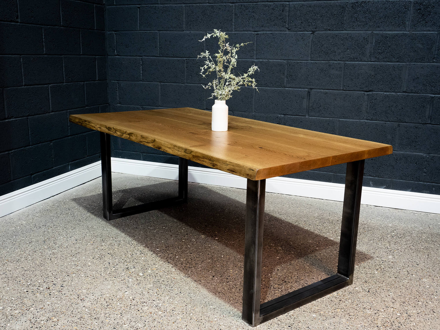 Live Edge European Oak Table - Gun Smoke Rubio Monocoat Finish
