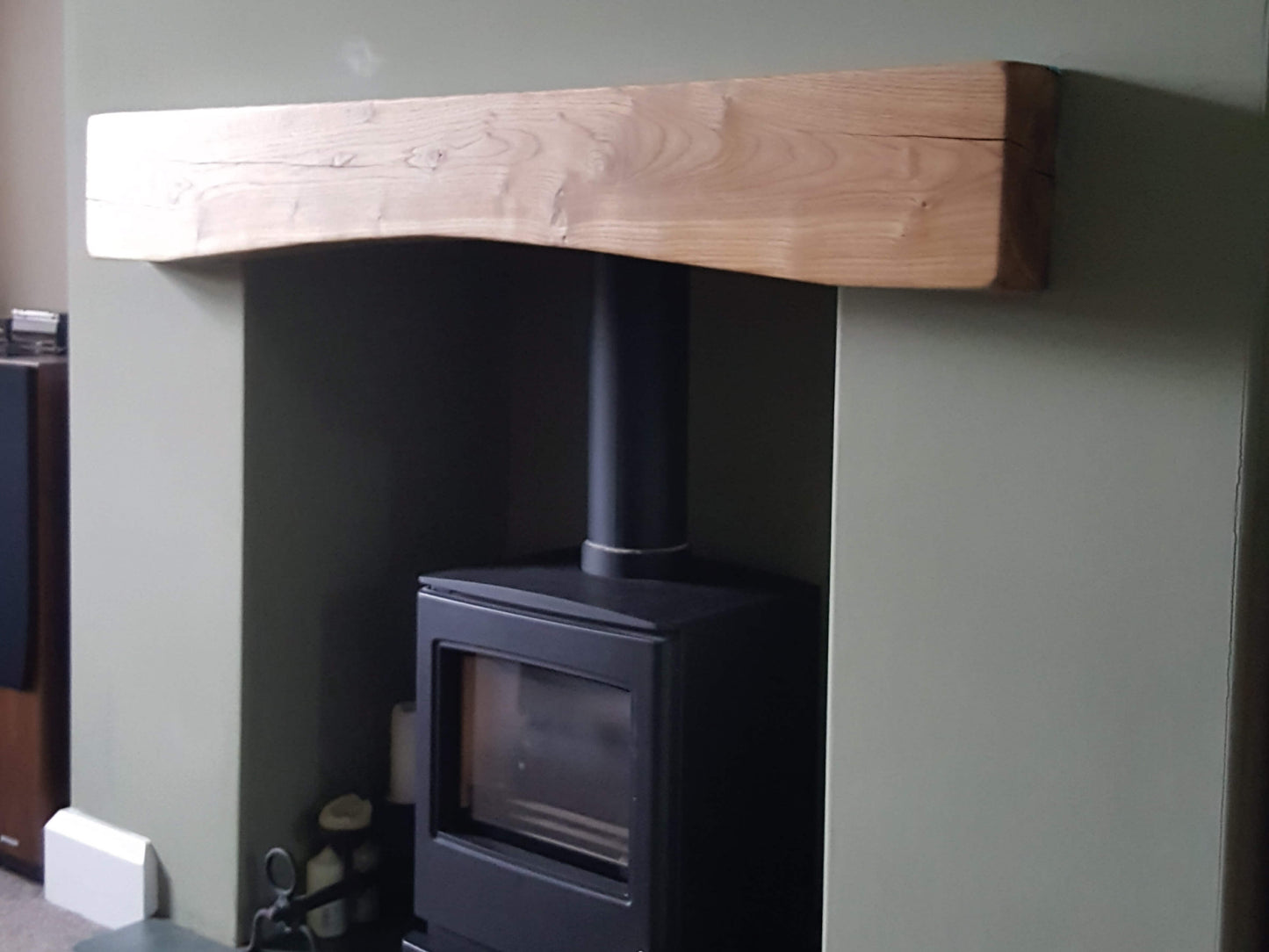 Arched Oak Fireplace Beam - Light Finish