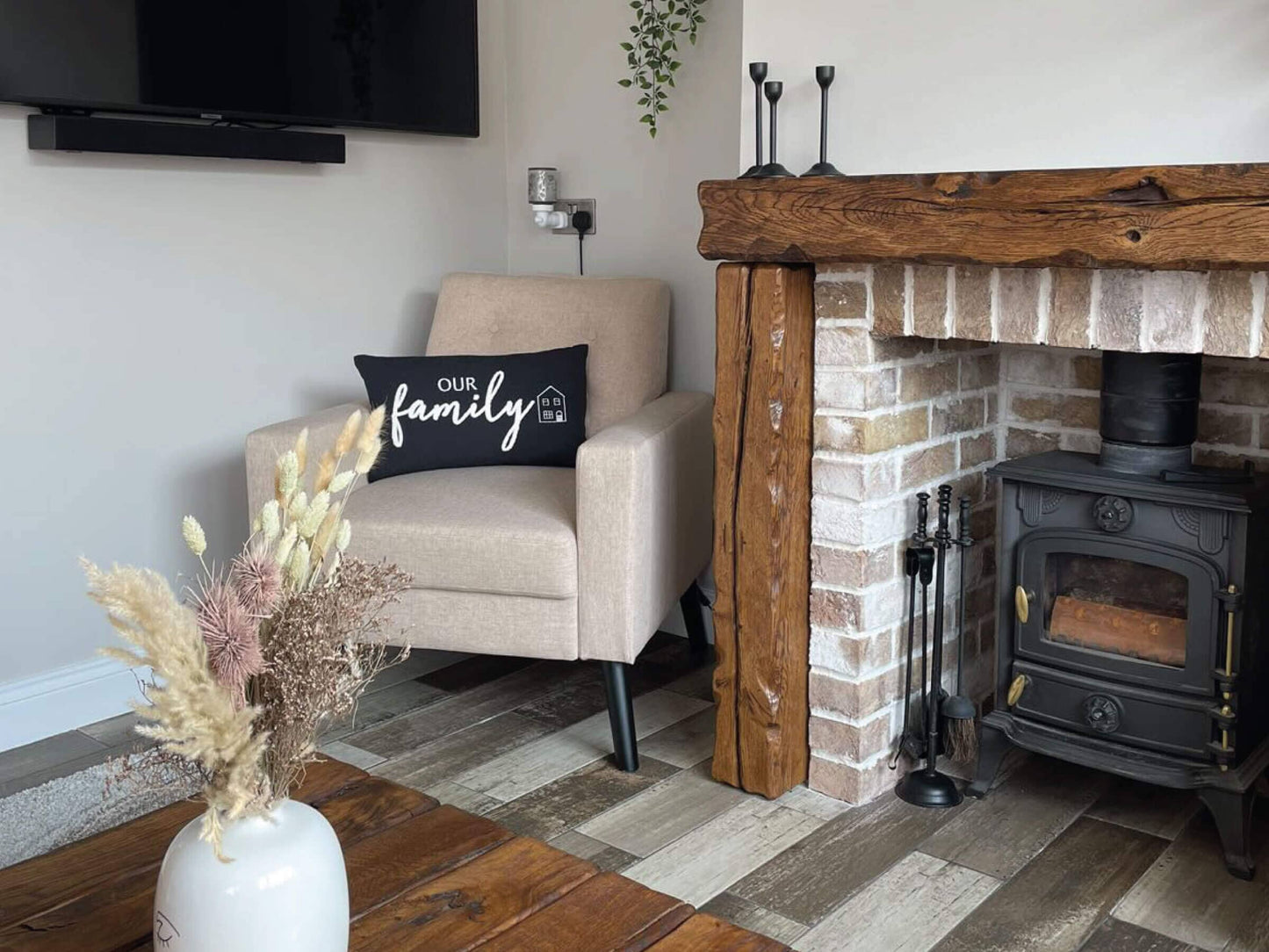 Rustic Oak Beam Surround *Reclaimed* - Walnut Finish