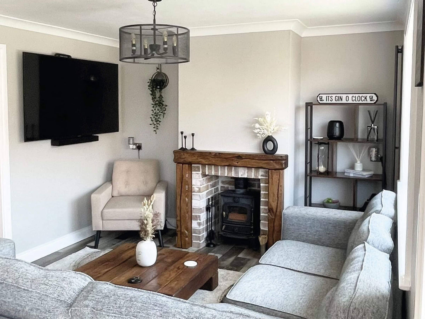 Rustic Oak Beam Surround *Reclaimed* - Walnut Finish