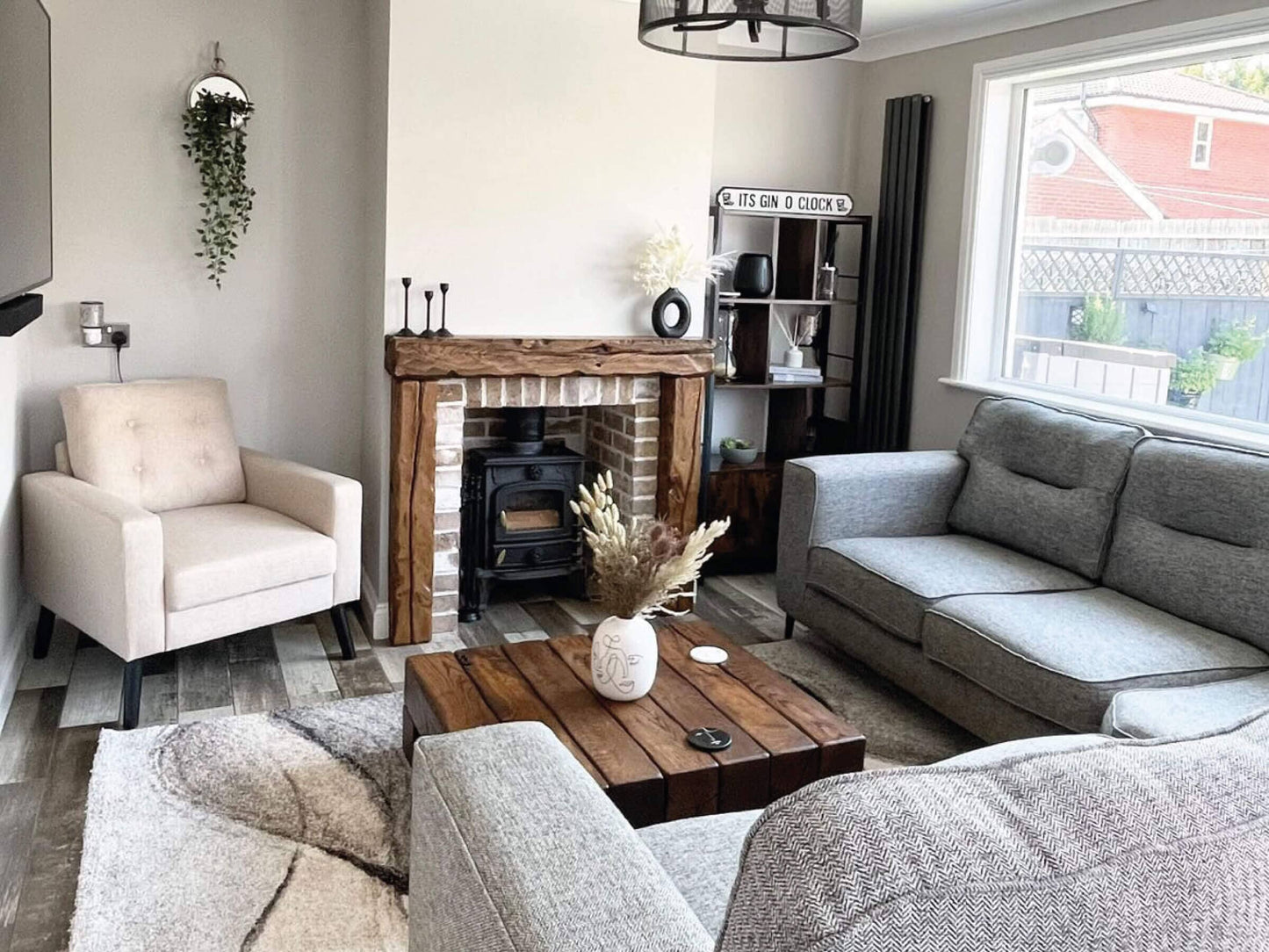 Rustic Oak Beam Surround *Reclaimed* - Walnut Finish