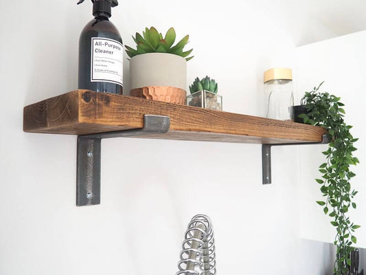 rustic metal bracket shelf