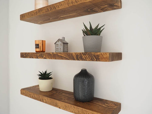 Rustic floating shelves