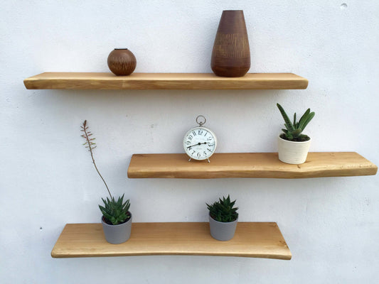 oak floating shelves