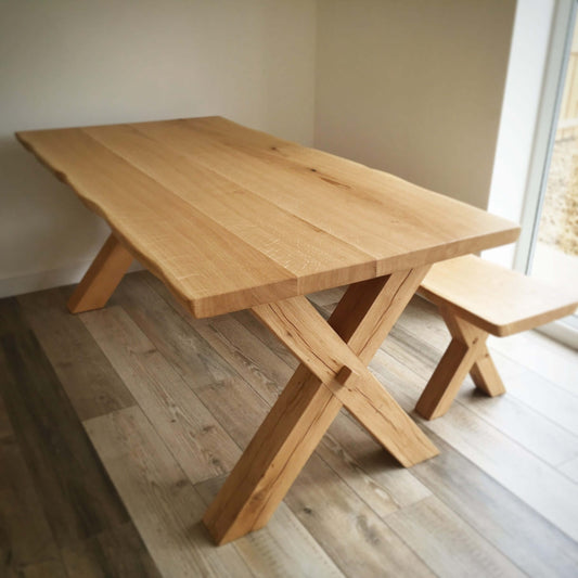 Solid oak dining table