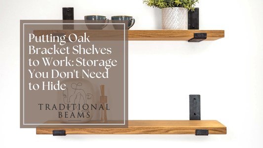 Putting Oak Bracket Shelves to Work: Storage You Don't Need to Hide
