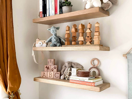 Solid Oak Floating Shelf in Light