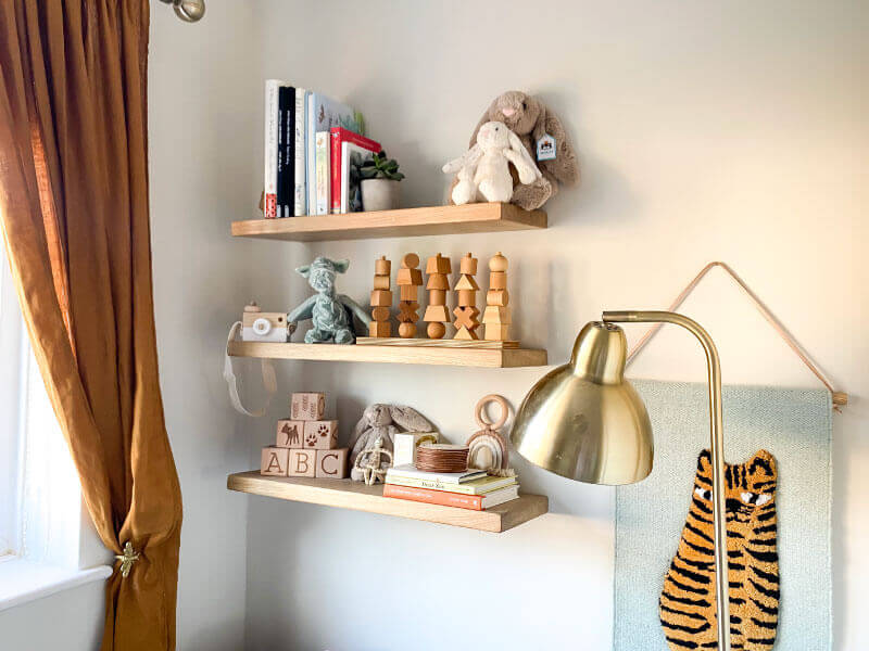 Solid Oak Floating Shelves in Light