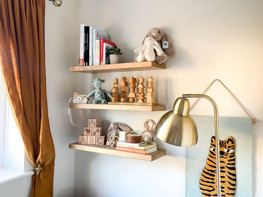 Solid Oak Floating Shelves in Light