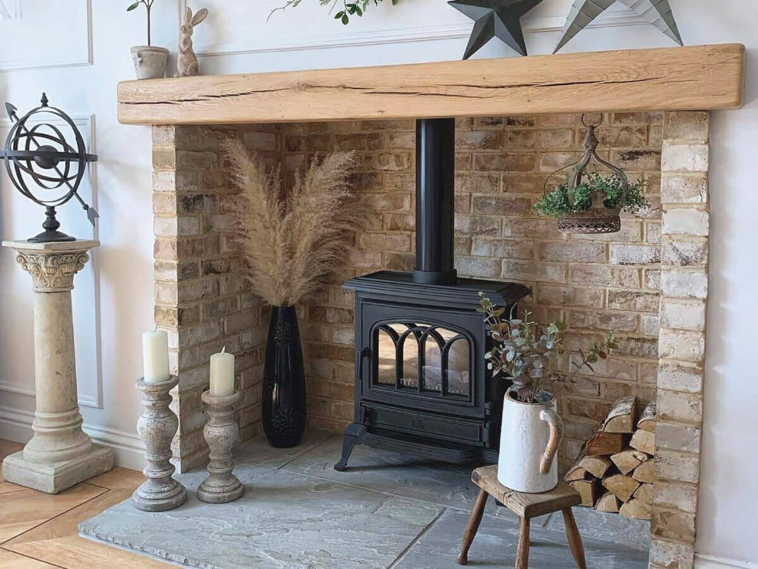 View of Oak Beams | Oak Fireplace Surrounds | Oak Mantel - Traditional Beams
