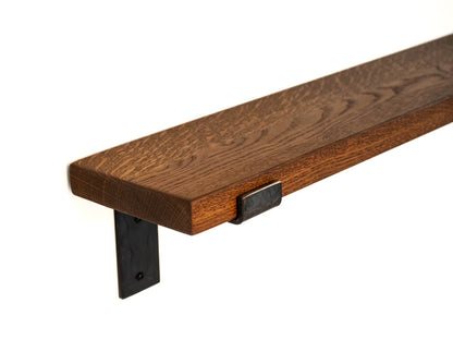 Solid Oak Shelf with Lipped Steel Brackets 15cm Deep