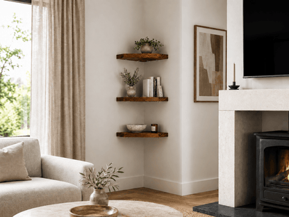Aged Oak Corner Shelves