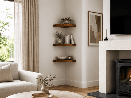 Aged Oak Corner Shelves