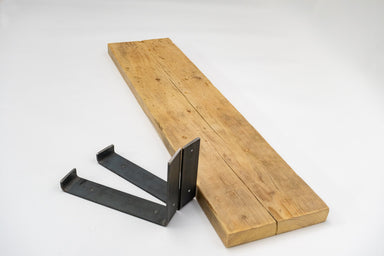 Mensola Rustica In Legno Con Staffe In Metallo: Legno Massello, Staffe Senza Bordo, Profondit&agrave; 22 Cm, Adatta Per Pareti In Cartongesso - Italia