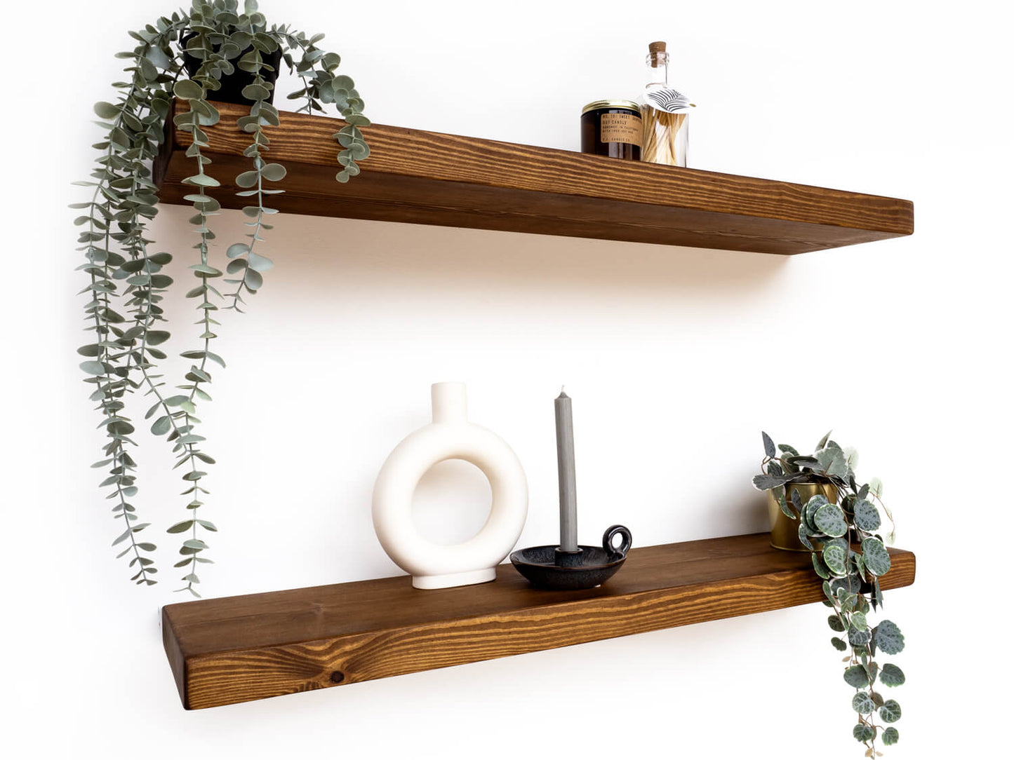 Rustic Wood Floating Shelf - Walnut Finish