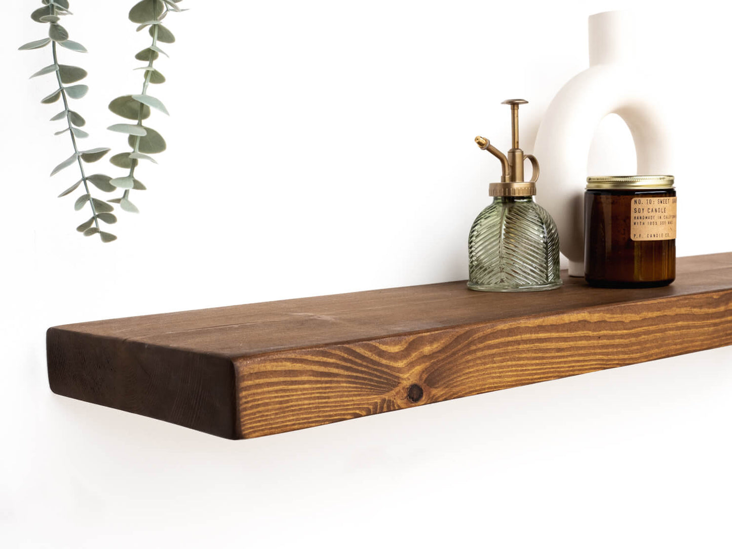 Rustic Wood Floating Shelf - Walnut Finish