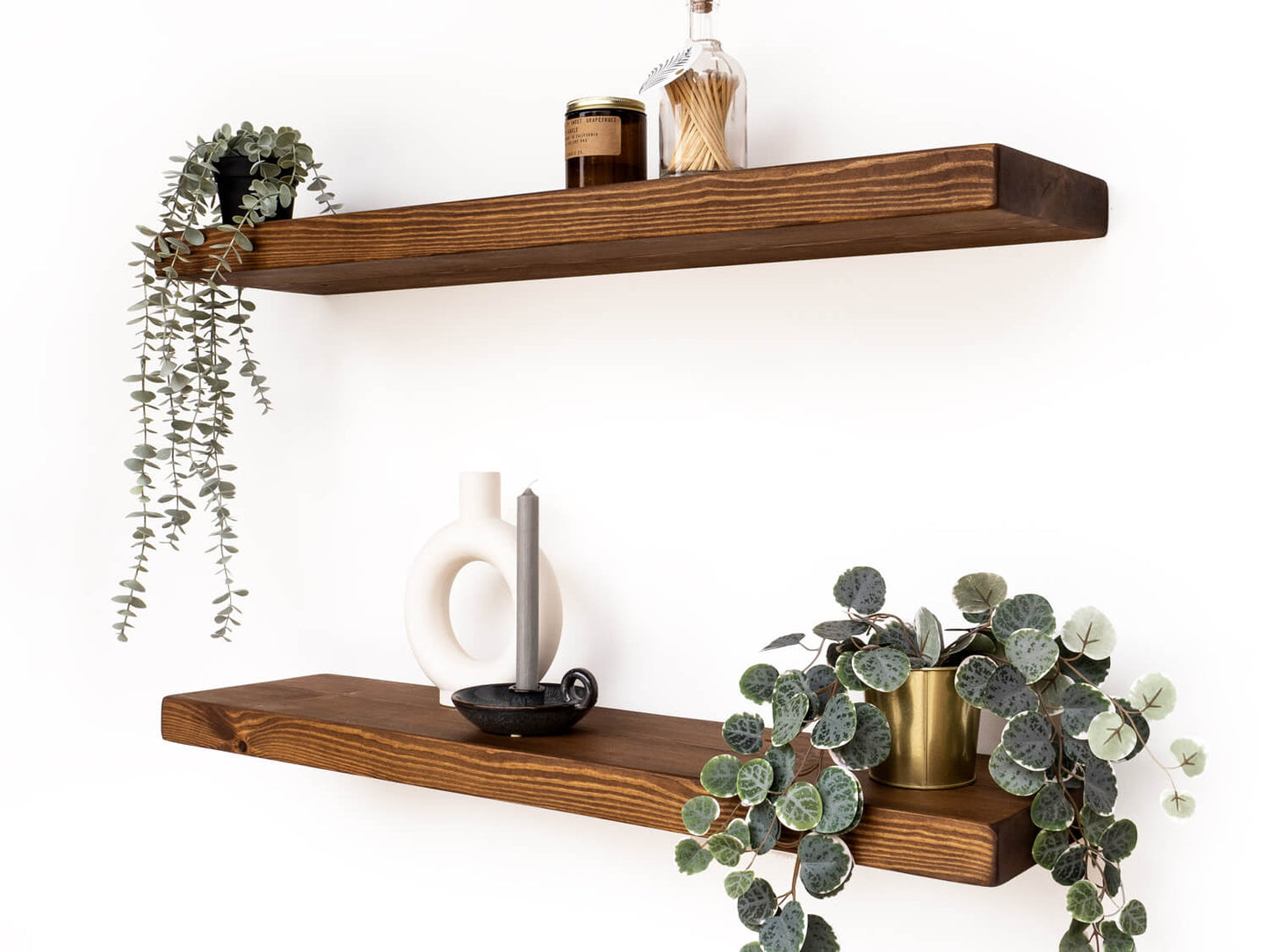 Rustic Wood Floating Shelf - Walnut Finish