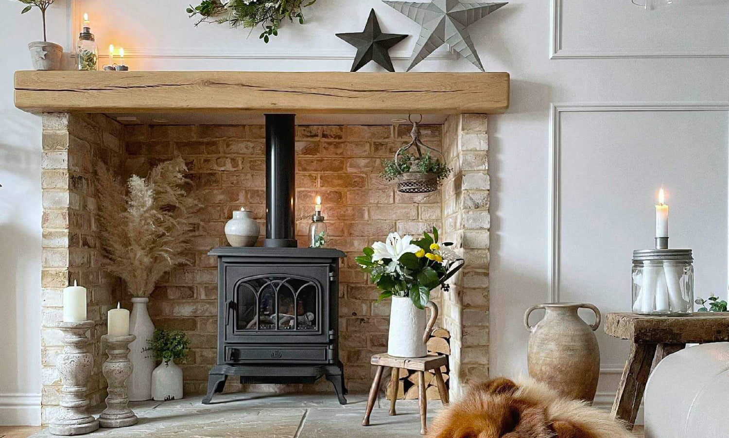 Spring Fireplace Beams