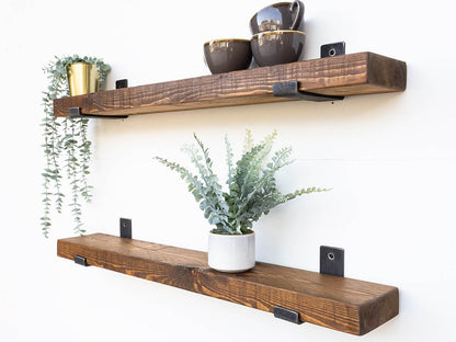 Rustic Inverted Bracket Shelf - Walnut Finish