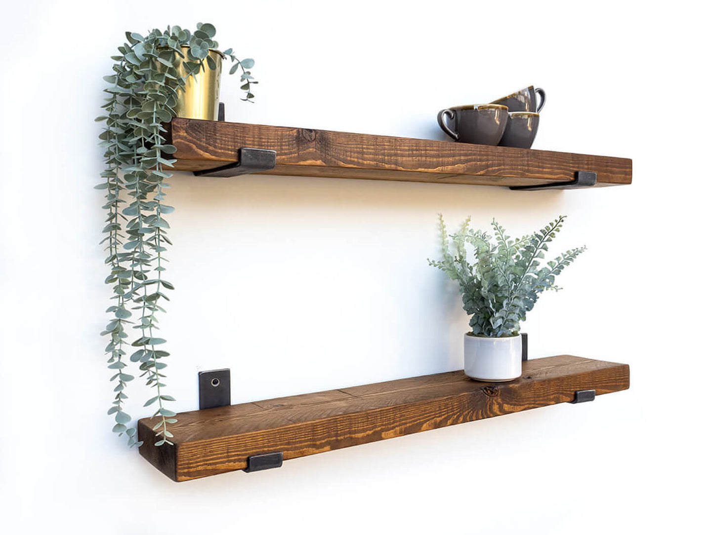 Rustic Bracket Shelf - Walnut Finish