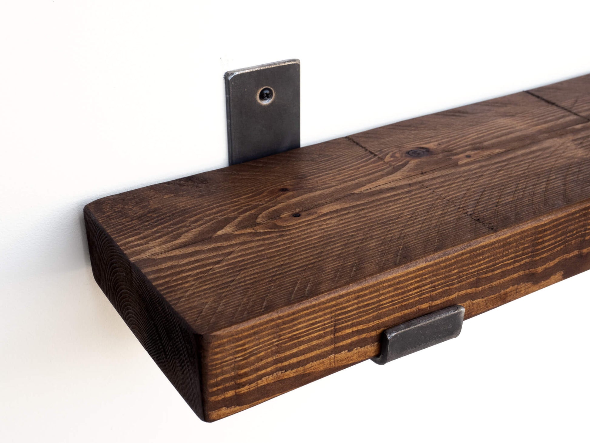 Rustic Shelf with Inverted Brackets - Walnut Finish