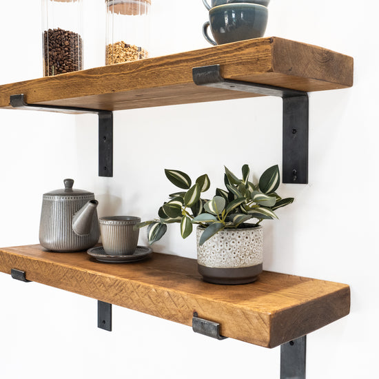 22cm Deep Pine Shelf with Lipped Brackets