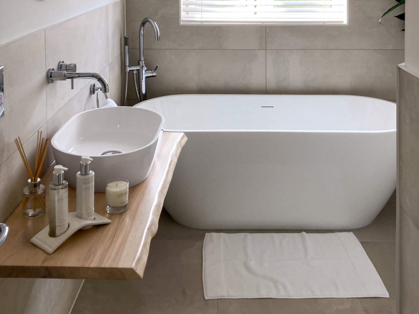 Natural Edge Sink Shelf  - White Stain & Clear Lacquer