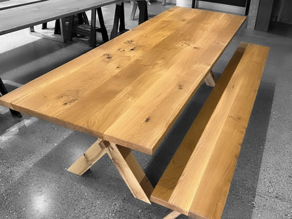 Solid Oak Cross Leg Dining Table