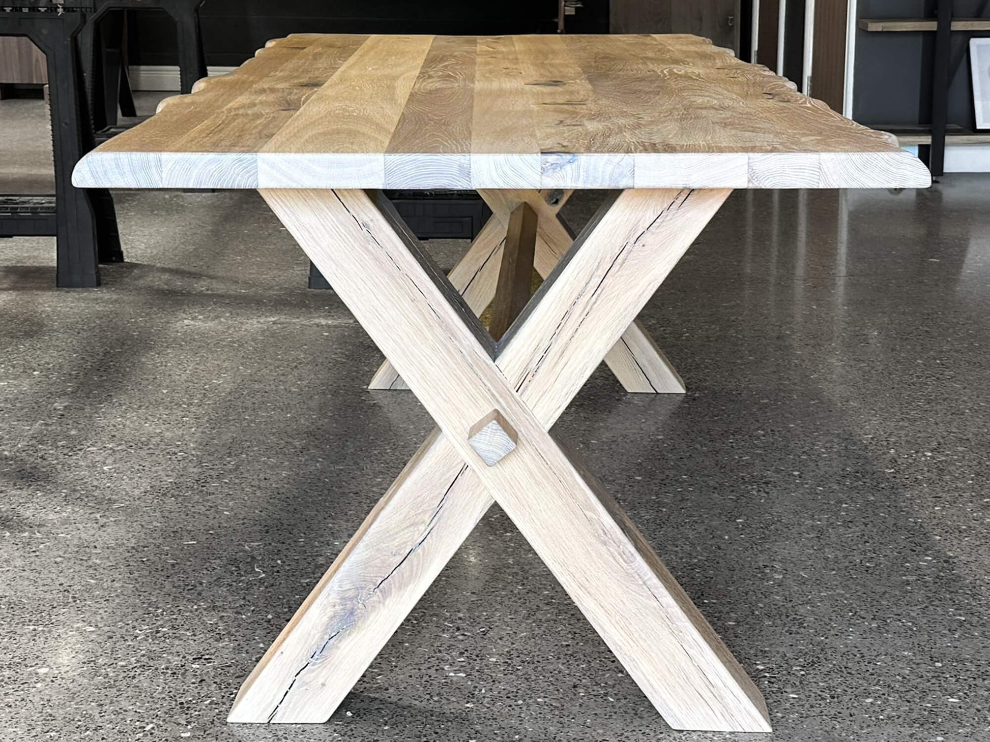 Cross Leg Table - Live Edge - Natural Finish