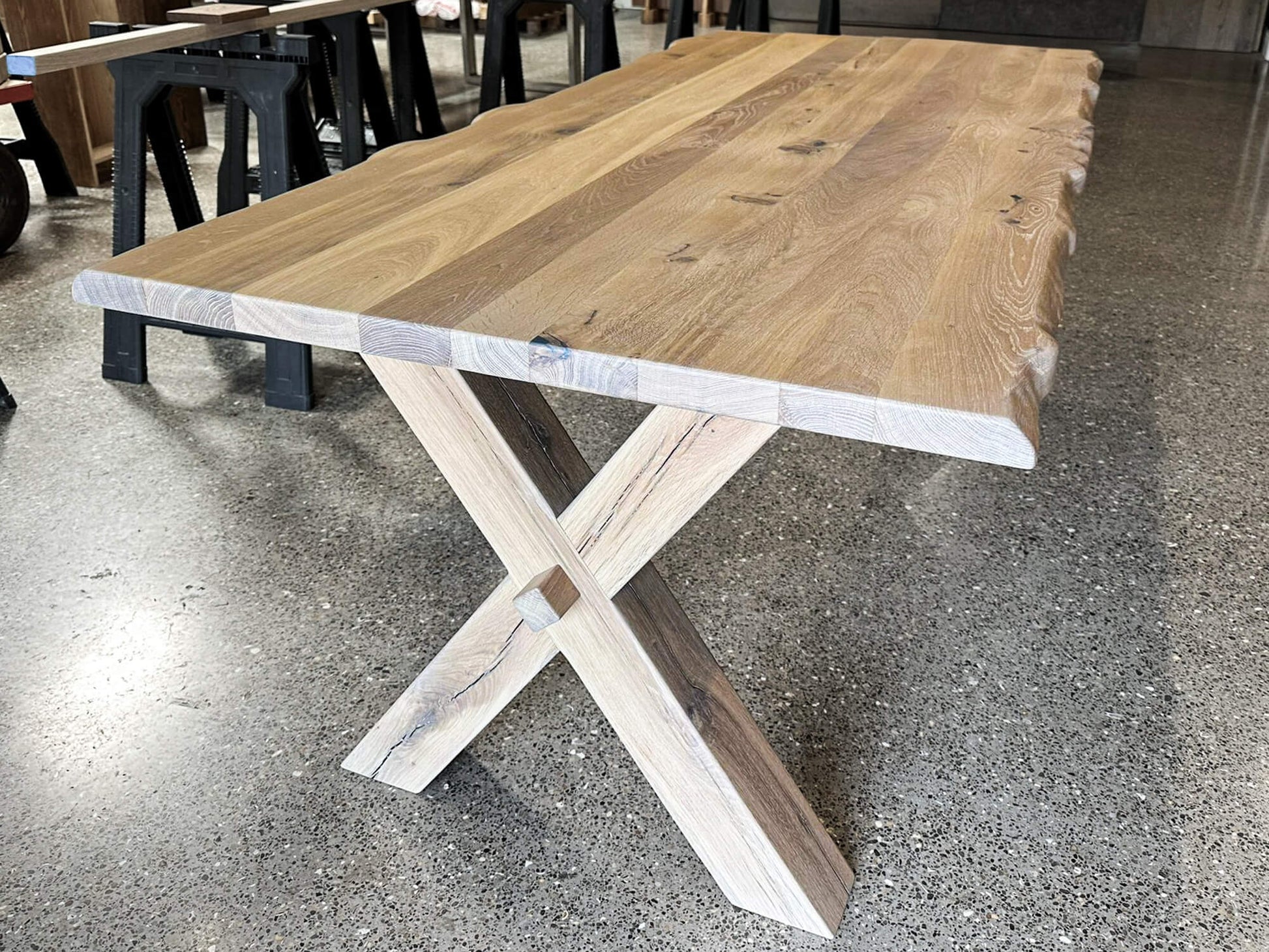 Cross Leg Table - Live Edge - Natural Finish