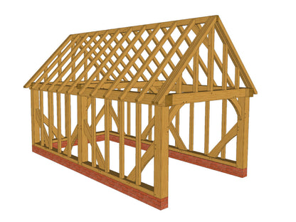 Oak Framed Garage Kit B01 - 1 Bay Gable End