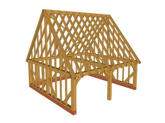 Oak Framed Garage Kit B02 - 2 Bay Gable End