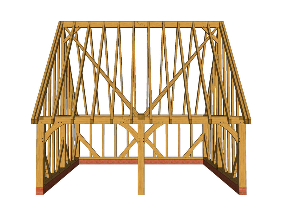 Oak Framed Garage Kit B02 - 2 Bay Gable End