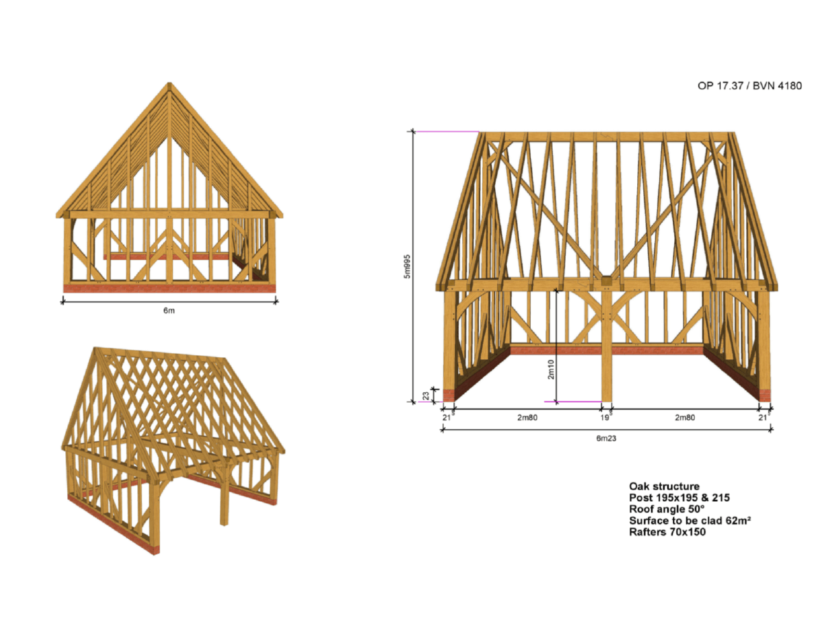 Oak Framed Garage Kit B02 - 2 Bay Gable End