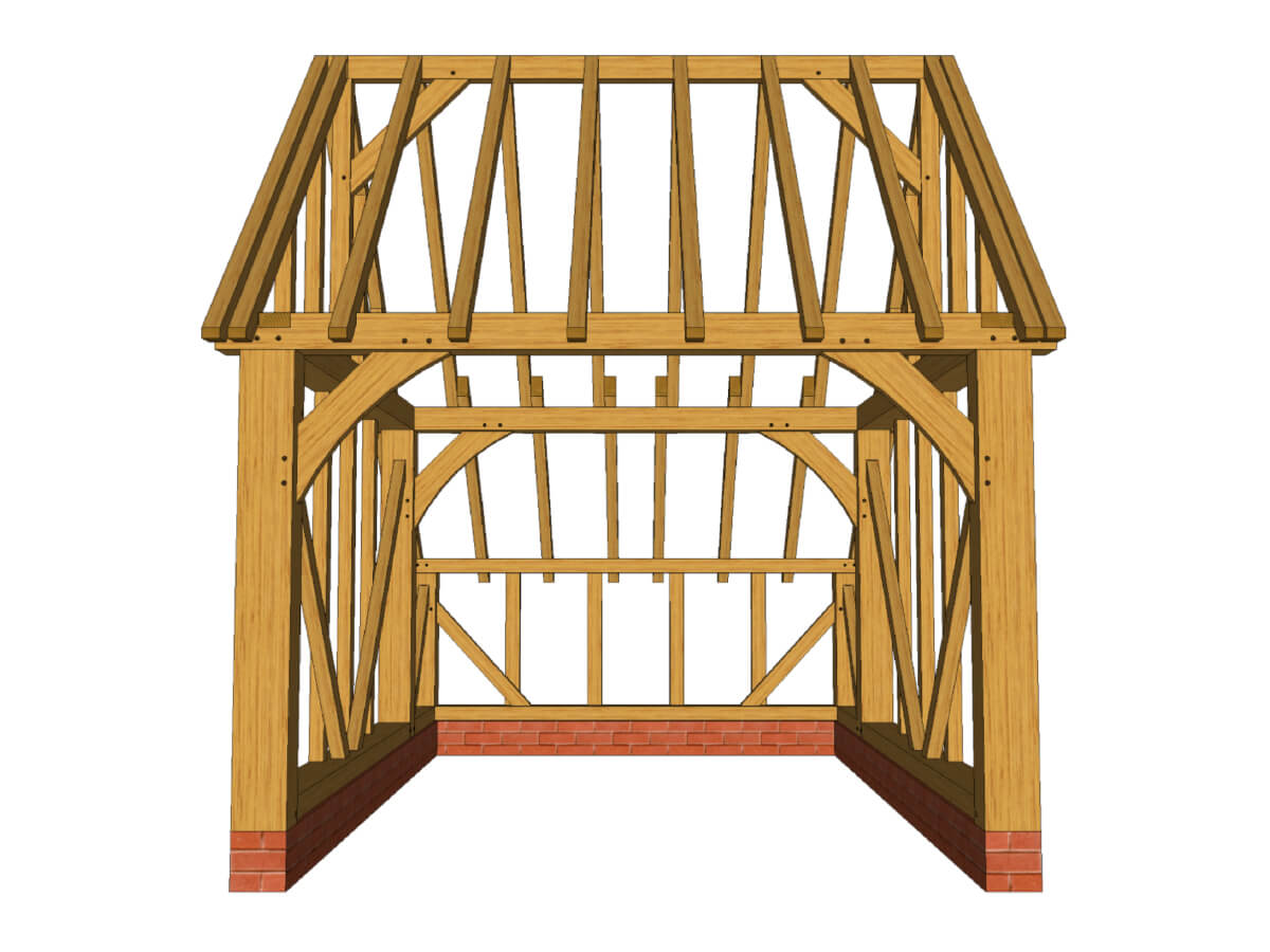 Oak Framed Garage Kit D01 - 1 Bay Gable End & Catslide