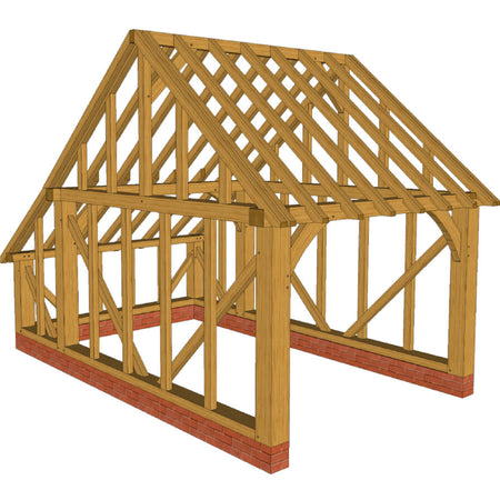 Oak Framed Garage Kit D01 - 1 Bay Gable End & Catslide
